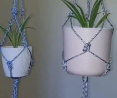 Подвесное кашпо в стиле макраме. - 3