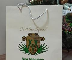 Новогодние пакеты с лого для корпоративных клиентов.