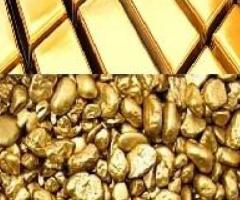 Gold nuggets and bars on sale